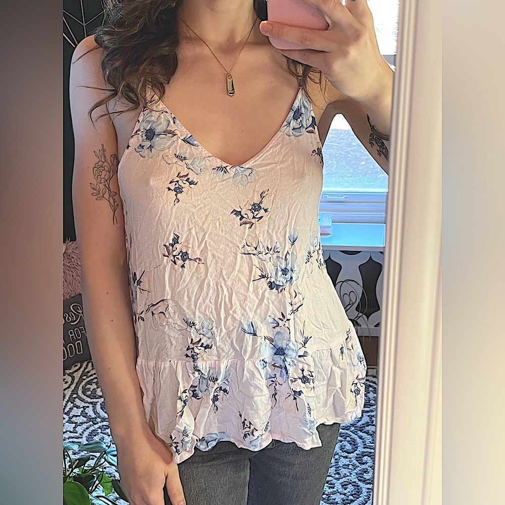 floral y2k pink and blue cami ✨